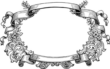Аntique frame engraving. Antique baroque rococo frame-Vintage frame scroll ornament engraving border floral retro pattern antique style acanthus foliage swirl decorative design element filigree