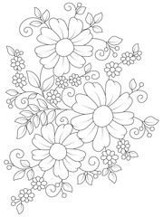 Hand drawn flower patterns for coloring pages