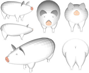 sketch vector illustration of cute fat pig