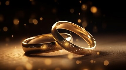 Two wedding rings on top of each other close up Generative AI