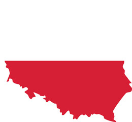 Poland map with national flag.