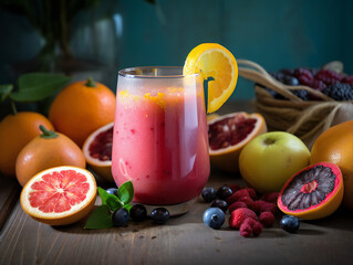 fresh fruit smoothie in a glass, healthy lifestyle choice, packed with vitamins and antioxidants, generative AI