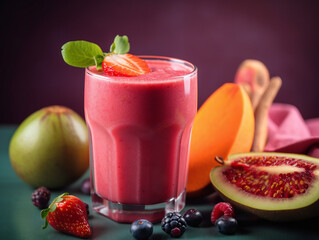 delicious fresh fruit smoothie, promoting healthy living, natural vitamins and energy boost, generative AI