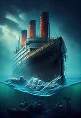 The Titanic historical recreation, generative ai - obrazy, fototapety, plakaty