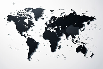 World Map illustration in white, silhouette