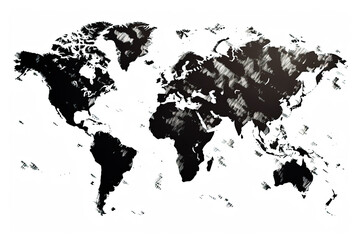 Fototapeta premium World Map illustration in white, silhouette