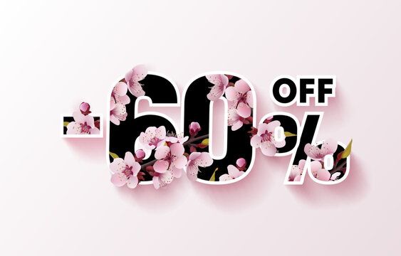 Special spring discount as a gift to the buyer, -60 Percentage off sale. Vector