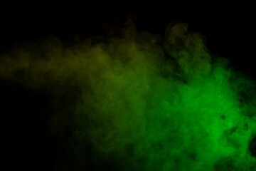 Red and green steam on a black background.