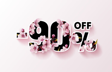 Special spring discount as a gift to the buyer, -90 Percentage off sale. Vector