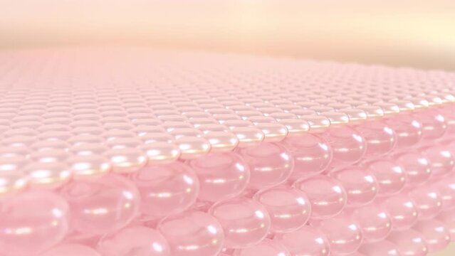 Serum into the skin layer and lift up sagging skin cells. the micro-skin structure has been deeply whitened. Close-up of a skin layer demonstrating cell healing. 3d animation