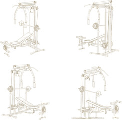 Vector illustration sketch of health fitness equipment for body shaping