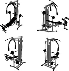 Vector illustration sketch of health fitness equipment for body shaping