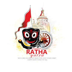 vector Creative Ratha Yatra hand Hand lettring set. 
