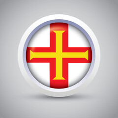 Obraz premium Guernsey Flag Glossy Button on Gray Background. Vector Round Flat Icon