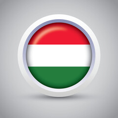 Obraz premium Hungary Flag Glossy Button on Gray Background. Vector Round Flat Icon