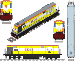 Vector sketch illustration of a train head of ancient antiquity