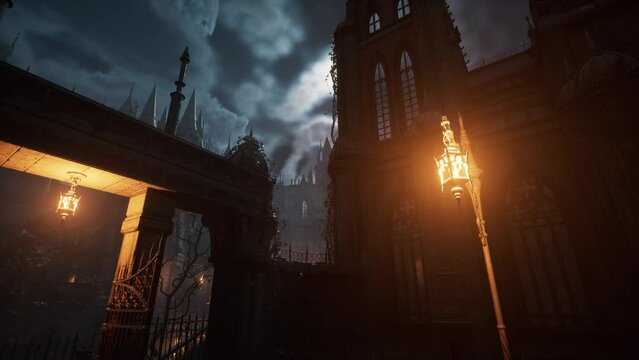 Camera is flying to the tower of a gothic church - realistic 3d animation, Gothic Architecture