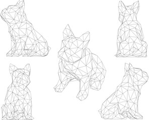 vector sketch illustration of golden dog polygon statue