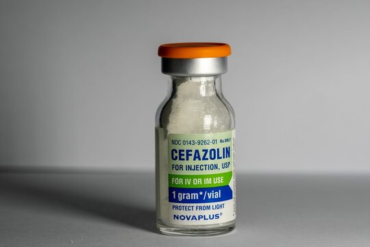 Bottle of Cefazolin antibiotics treating bacterial infections for injection