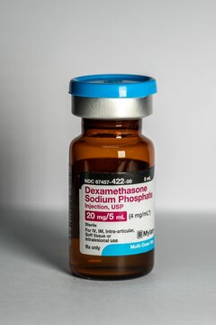 Bottle of Dexamethasone drug for injection treating inflammation