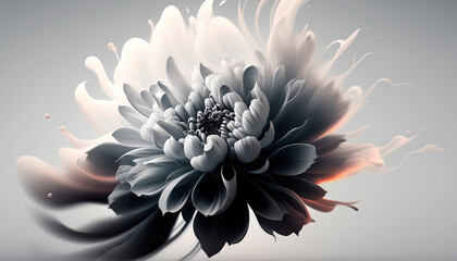 Abstract fluid ink flower. Generative AI - obrazy, fototapety, plakaty