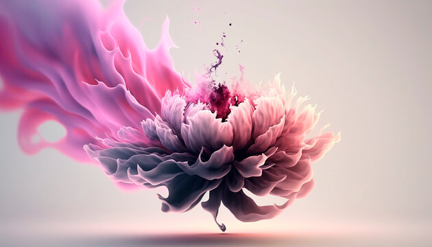 Abstract fluid ink flower. Generative AI