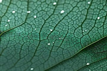 A green leaf texture in a macro view. Nature elements textural geometry. Natural plant surface artificial design sample. 