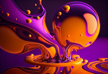 orange, purple, liquid, abstract background Generative AI