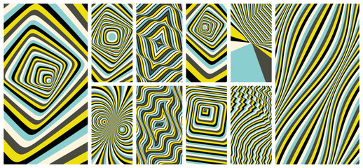 Abstract squares within squares. Optic art illustration. Wavy pattern with optical illusion. Abstract striped background. 3d vector pattern for brochure, poster, presentation, flyer or banner.