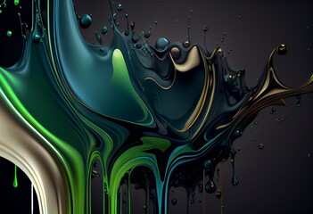 green, blue, black, liquid, abstract background Generative AI