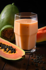 Fototapeta na wymiar papaya smoothie background. Generative Ai