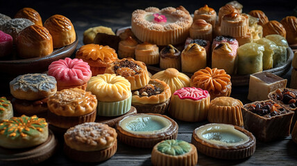 Exquisite Oriental pastry selection in a tempting display