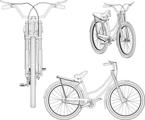 Vector sketch of girl's mini bike illustration