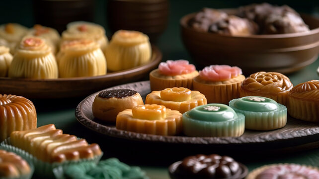 Oriental pastry extravaganza in stunning macro photography