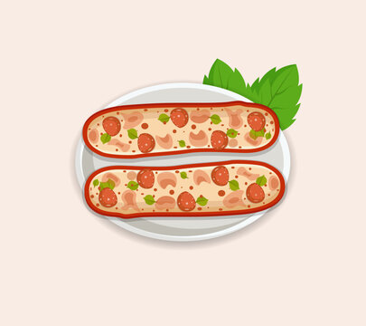 pizza slices on plate, food, top view clip art preview