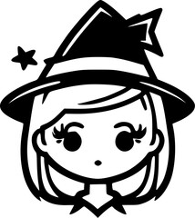 Witch | Black and White Vector illustration