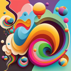 Rainbow abstract contemporary modern art. Minimalist illustration.