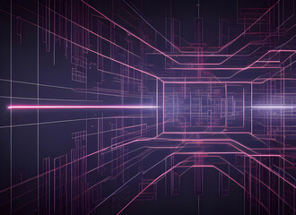 glowing neon purple cyberspace network visualization concept with data and numbers abstract graphic design, generative ai