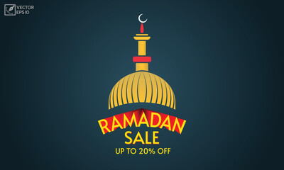 20 Discount for Ramadan special banner, sticker and label. Ramadan Eid Sale Special Offer.