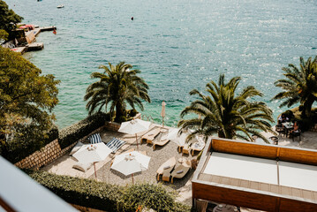 amazing nature landscape sea salt beach boats montenegro palm trees summer vacation