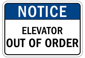 Fototapeta premium Elevator warning sign and labels elevator out of order