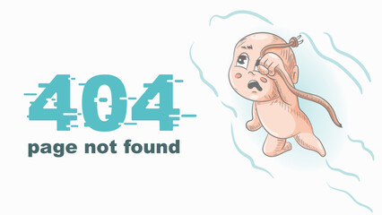 error 404 page not found funny colored little man Chibi with a broken wire illustration for design design