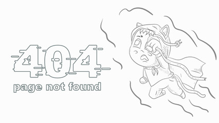 error 404 page not found funny contoured little man Chibi with a broken wire illustration for design design