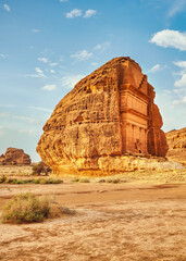Tomb Lihyan Son of Kuza or Qasr al-Farid at Hegra, Saudia Arabia - most popular landmark in Mada'in...
