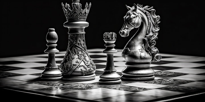 The still life image of chess pieces and assorted things was created by a generative AI - generative ai.