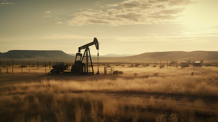 Fototapeta na wymiar pump jack oil field, generative ai