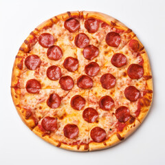 Pepperoni pizza on white background, generative ai