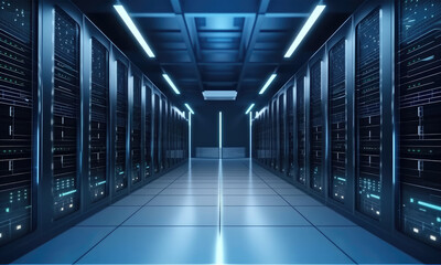 Big data center technology with servers for the digitization of information. Generative AI
