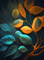 Colorful leaves. Autumn background. Generative AI technology.