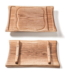 Two Sides Of Oak Wood Steak Boards Isolated